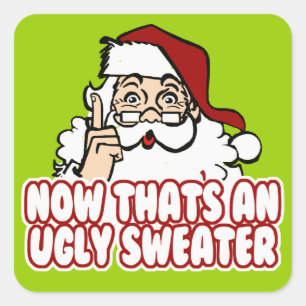 Ugly KerstSweater Santa Vierkante Sticker
