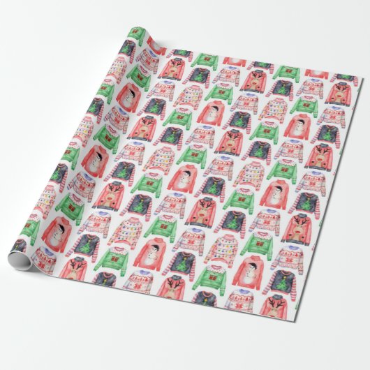 Ugly KerstSweaters Pattern Cadeaupapier (Uitgerold)