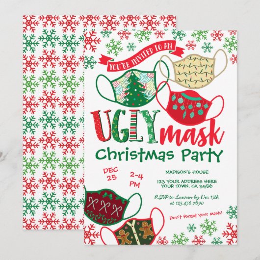 Ugly Mask Christmas Party Kaart (Voorkant / Achterkant)