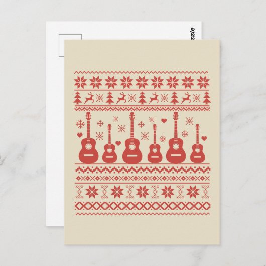 Ugly Merry Christmas sweater akoestische gitaar Briefkaart (Voorkant / Achterkant)