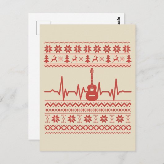 Ugly Merry Christmas sweater akoestische gitaar Briefkaart (Voorkant / Achterkant)