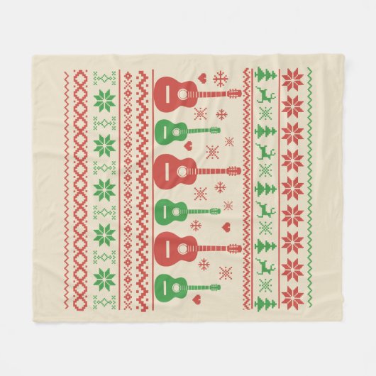 Ugly Merry Christmas sweater akoestische gitaar Fleece Deken (Voorkant (Horizontaal))