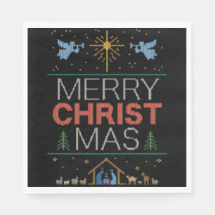 Ugly Merry KerstSweater Religieuze Colorful Servetten