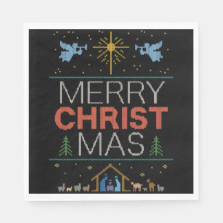 Ugly Merry KerstSweater Religieuze Colorful Servetten
