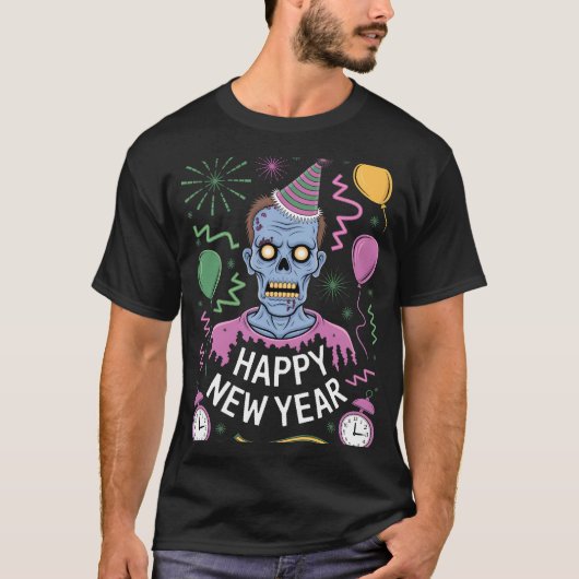 Ugly New Year Zombie Party Disaster T-shirt (Voorkant)
