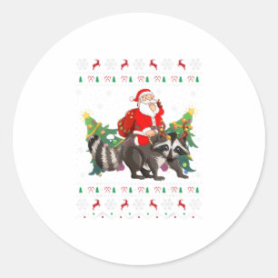 Ugly Raccoon Xmas Gift Funny Santa Ridi Ronde Sticker