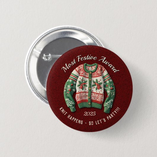 Ugly Sweater Award Party Ronde Button 5,7 Cm (Voorkant /achterkant)