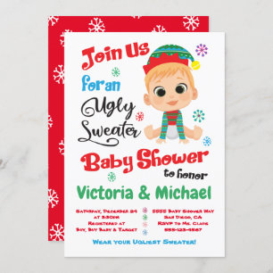 Ugly Sweater Baby shower Invitation Kaart