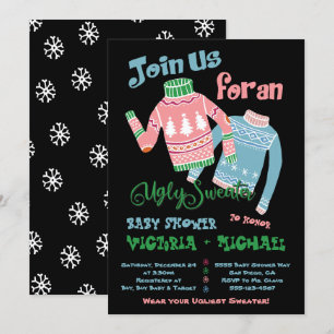 Ugly Sweater Baby shower Invitation Kaart