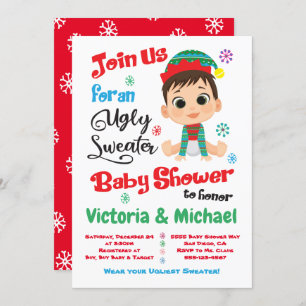 Ugly Sweater Baby shower Invitation Kaart
