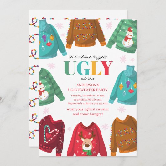 Ugly Sweater Contest Party Uitnodiging (Voorkant / Achterkant)