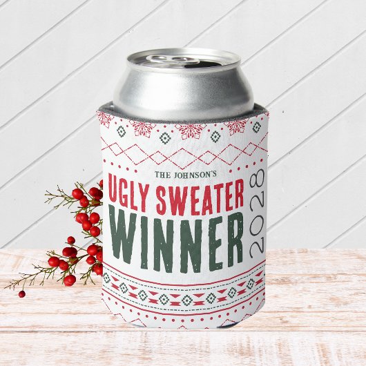 Ugly Sweater Contest Winnaar Prijs Blikjeskoeler