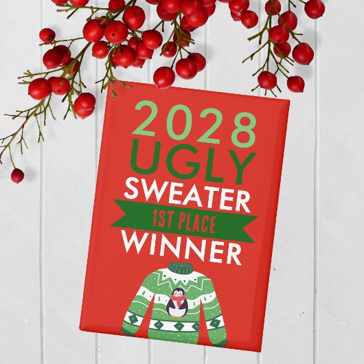 Ugly Sweater Contest Winnaar Prijs Magneet
