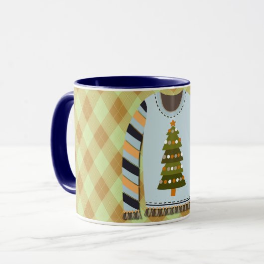 Ugly Sweater Cute in Green and Blue Mug Mok (Voorkant links)