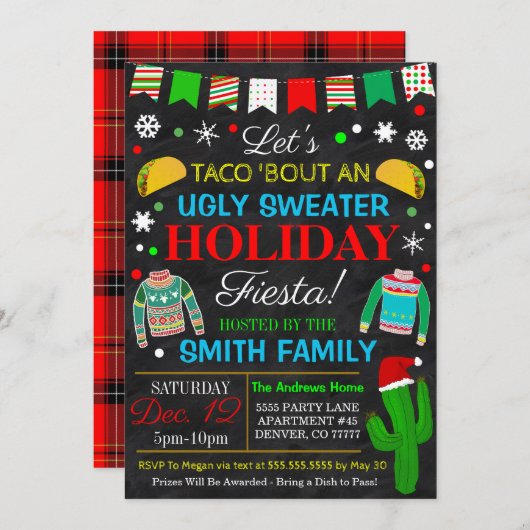 Ugly Sweater Holiday Fiesta uitnodiging (Voorkant / Achterkant)