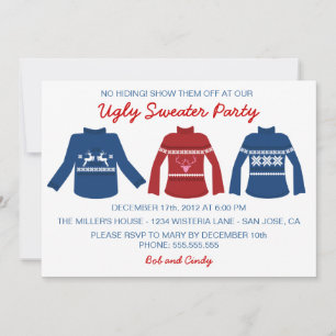 Ugly Sweater Holiday Party Invitation Kaart