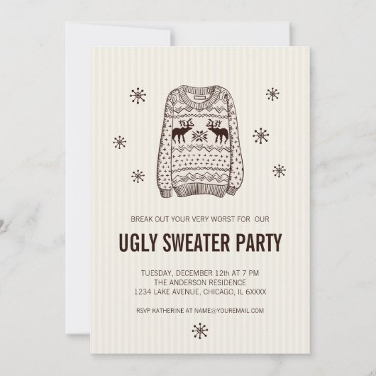 Ugly Sweater Holiday Party Invitation Kaart (Voorkant)