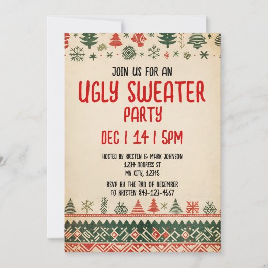 Ugly sweater Invitation | Christmas Holiday Invite (Devant)
