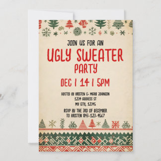 Ugly sweater Invitation | Christmas Holiday Invite Kaart