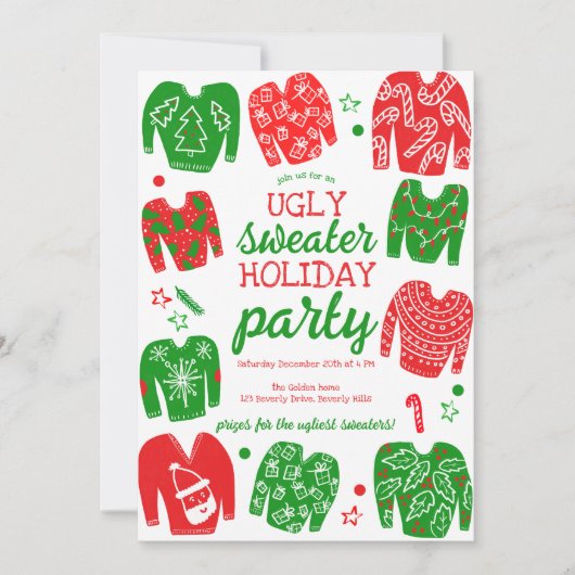 UGLY SWEATER Kerstfeest Schattige Custom Kaart (Voorkant)