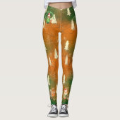 Ugly Sweater Kerstfeest Sinaasappel Groen Leggings (Voorkant)