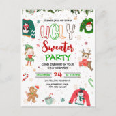 Ugly Sweater Kerstfeest Uitnodiging, Kerstmis Briefkaart (Voorkant)