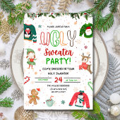 Ugly Sweater Kerstfeest Uitnodiging, Kerstmis Kaart