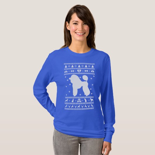 Ugly Sweater Kerstmis Poodle Dog T-shirt (Voorkant volledig)