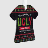 Ugly Sweater Kerstmis Scandinadic Knit Name Chalkb Ornament (voorkant)