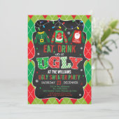 Ugly Sweater Kerstparty Kaart (Staand voorkant)