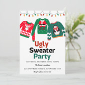 Ugly Sweater Kerstparty Kaart (Staand voorkant)