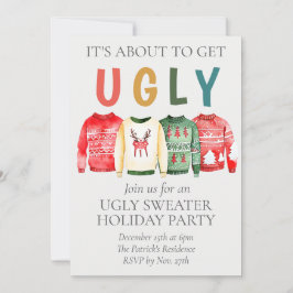 Ugly Sweater Kerstparty nodigt uit Feestdagenkaart