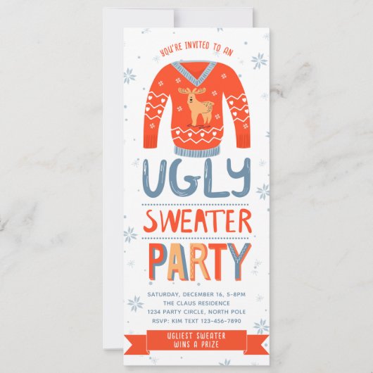 Ugly Sweater Kerstparty Uitnodiging (Voorkant)