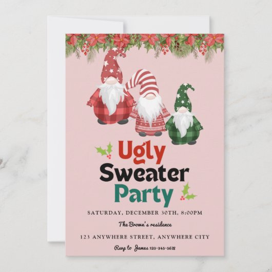 Ugly Sweater Kerstparty Uitnodiging (Voorkant)