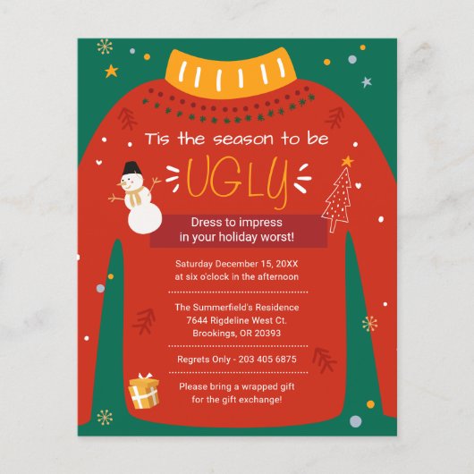 Ugly Sweater Kerstparty Uitnodiging (Voorkant)