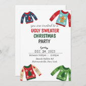 Ugly Sweater Kerstparty Uitnodiging (Voorkant / Achterkant)