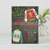 Ugly Sweater Kerstparty Uitnodiging (Staand voorkant)