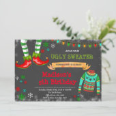 Ugly Sweater Kerstparty Uitnodiging (Staand voorkant)