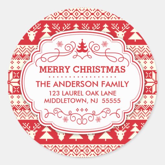 Ugly Sweater kerstrek Address Label Seals (Voorkant)