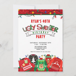 Ugly Sweater Party 40th Birthday Kaart