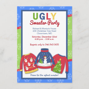 Ugly Sweater Party Gepersonaliseerd Holiday Uitnod Kaart