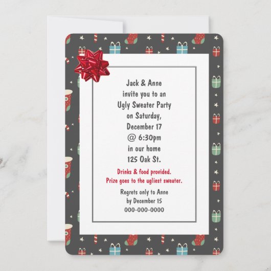 Ugly Sweater Party Golden Retriever Invitation Kaart (Achterkant)