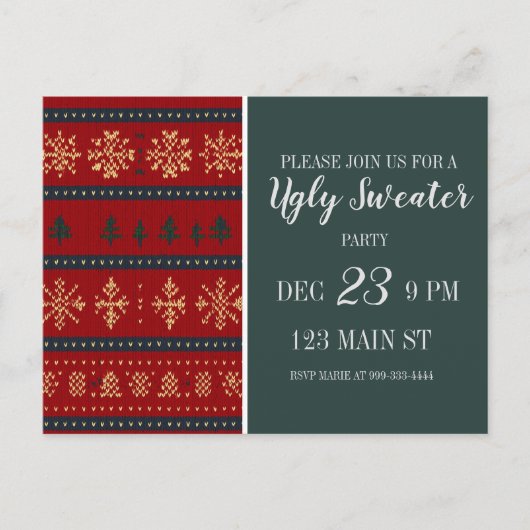 Ugly Sweater Party Invitation  Briefkaart (Voorkant)