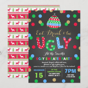 Ugly Sweater Party Invitation Eet Drink & Wees lel Kaart