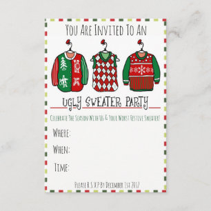 Ugly Sweater Party Invite Kaart