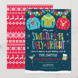 Ugly Sweater Party Nodig lelijke en heldere trui u Kaart