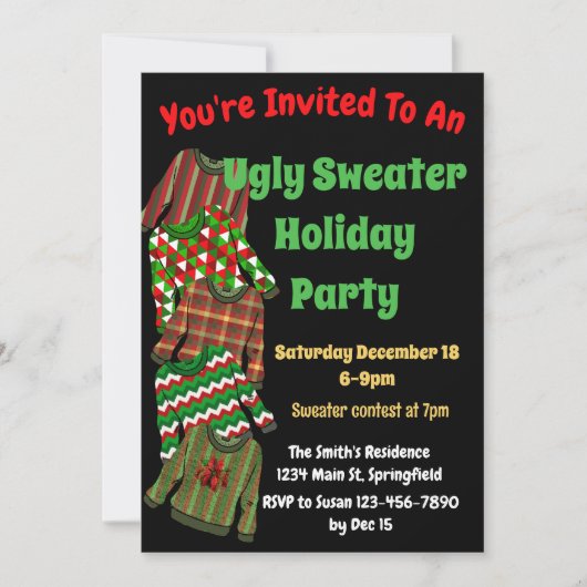 Ugly Sweater Party Uitnodiging met wedstrijd (Voorkant)