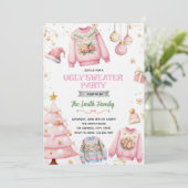 Ugly sweater pink theme invitation (Debout devant)