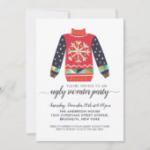 Ugly Sweater Red Snowflake Kerstfeest Kaart (Voorkant)