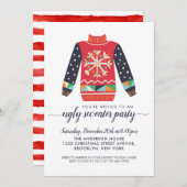 Ugly Sweater Red Snowflake Kerstfeest Kaart (Voorkant / Achterkant)